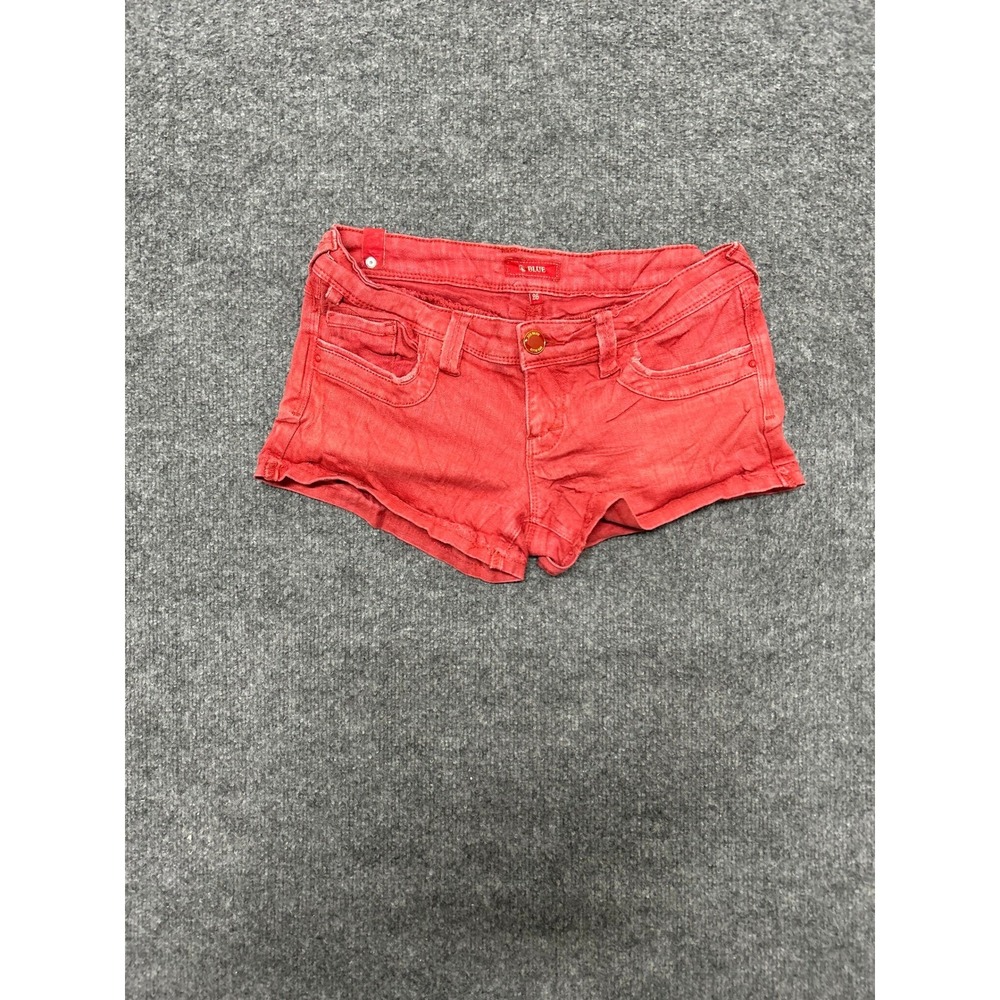 STS Blue Shorts Womens Size 26 Red Denim Low Rise Raw Hem Stretch Casual Summer